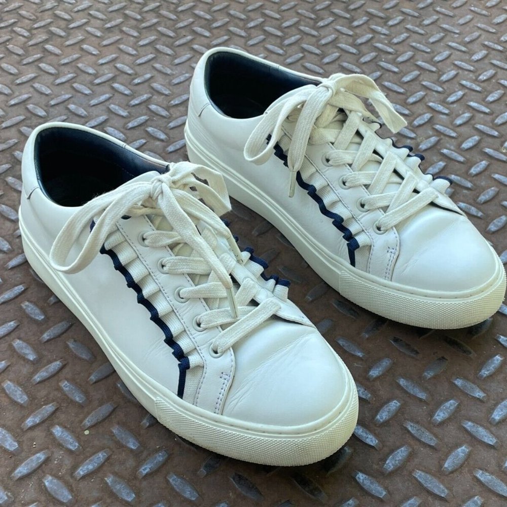 Tory Burch Women Sneaker White Leather Upper Lace Up Sport Shoes Size 9M - Picture 2 of 12
